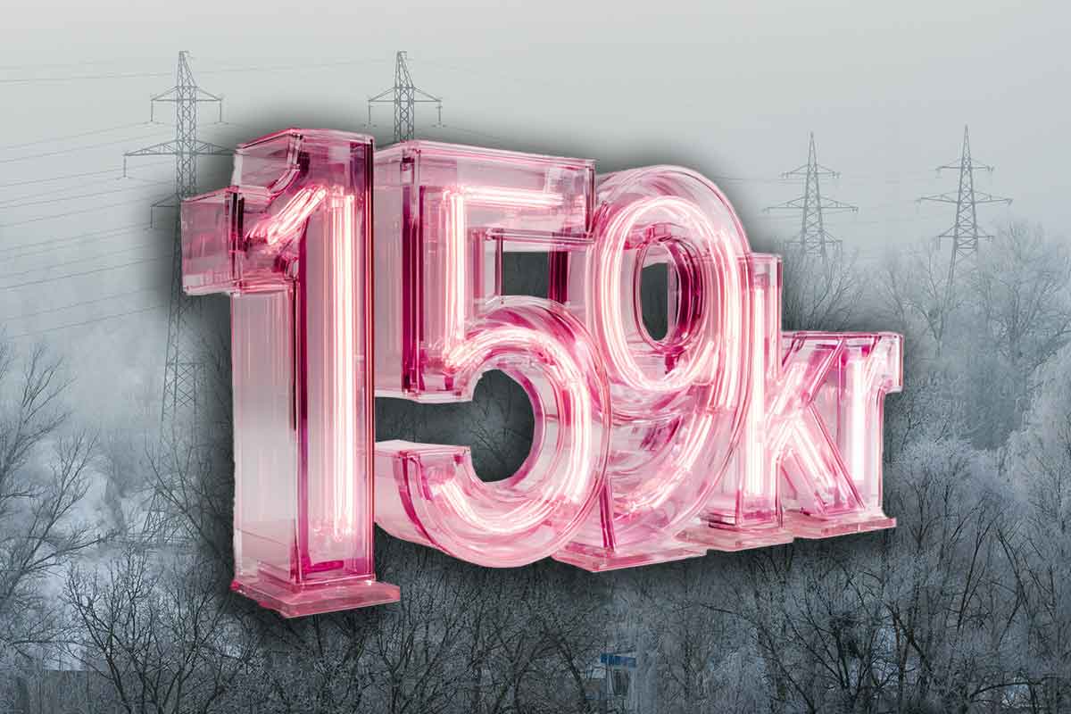 Siffran 159 kr på en bakgrund av ett snöigt vinterlandskap.