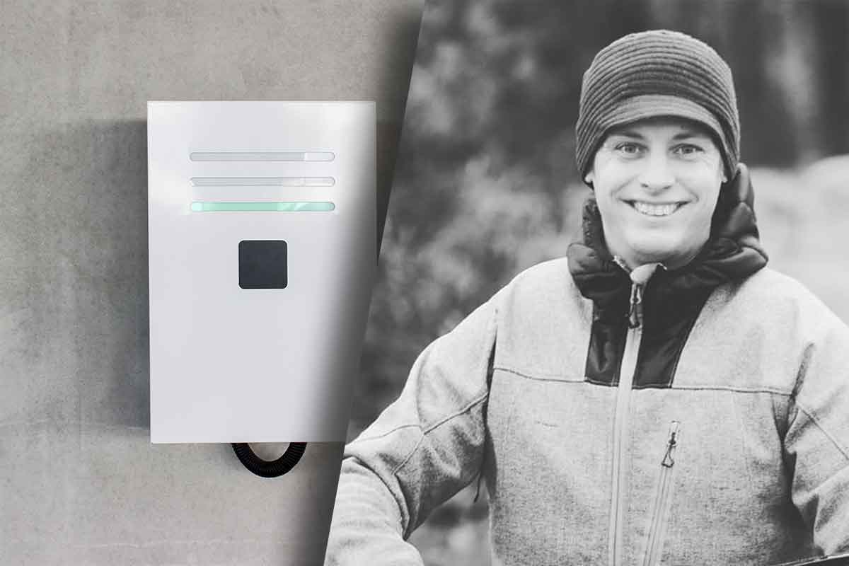 Batteri monterat på vägg, batterientusiasten Jocke Stensmo. Foto: Getty och Privat