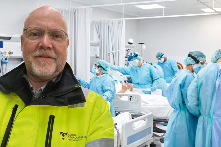 Helt plötsligt låg salarna fulla med människor som behövde oxygen, säger Ingemar Andersson, teknisk förvaltare VVS på Västfastigheter och ansvarig för Skaraborgs sjukhus i Skövde.