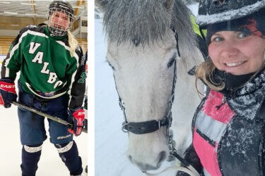 Hockey och hästar ger återhämtning efter jobbet. Foto: Privat.
