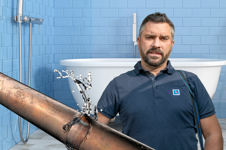 Rör som läcker i nytt badrum.