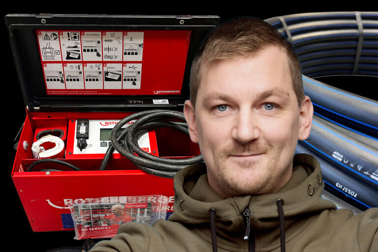 VVS-montören Jonas Beckman gillar elsvetsen för att skarva, bara skanna och smält ihop plasten på PEM-slangarna.