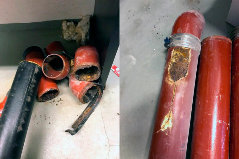 Trasiga rör i Hammarby Sjöstad. Foto: Robin Säker