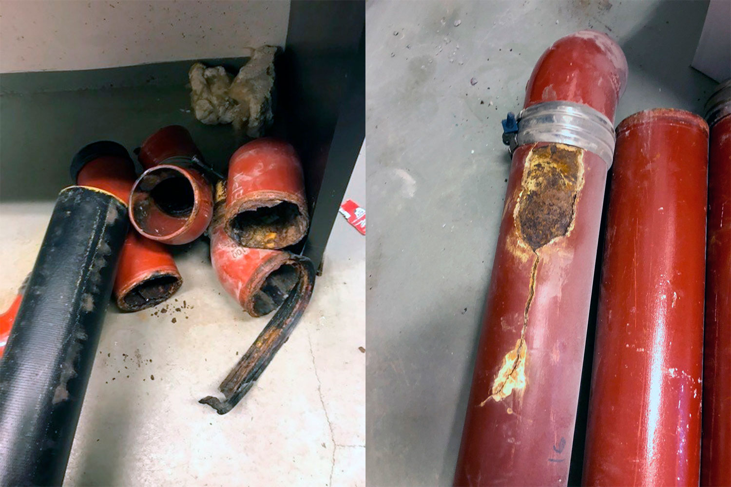 Trasiga rör i Hammarby Sjöstad. Foto: Robin Säker