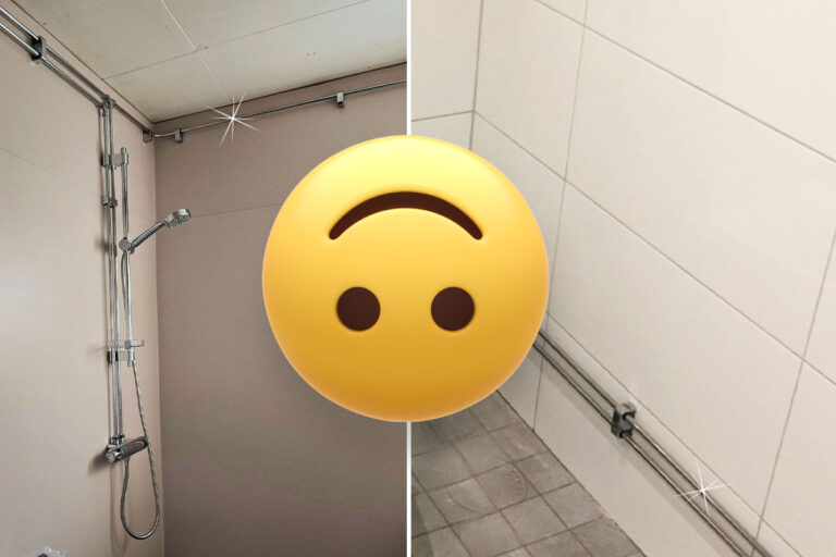 På bilden till vänster blev kunden besviken över att rören gick upp mot tak.