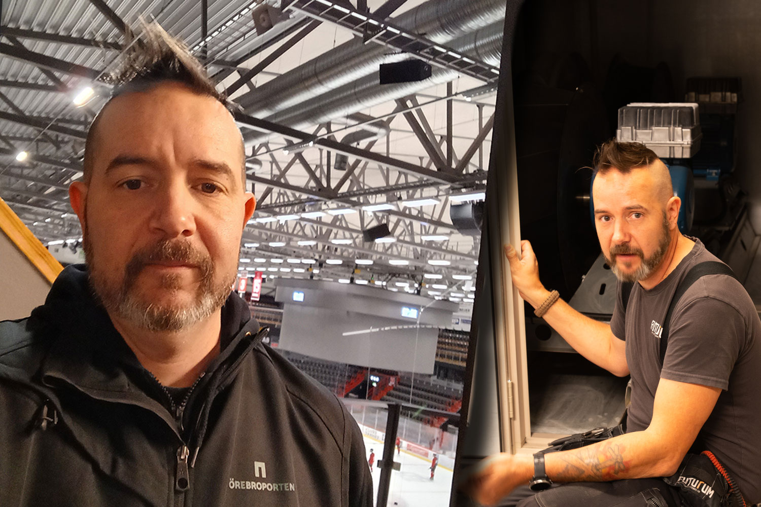 Driftteknikern Ola Backlund i hockeyarenan som ingår i fastighetena han driftar på nya jobbet.