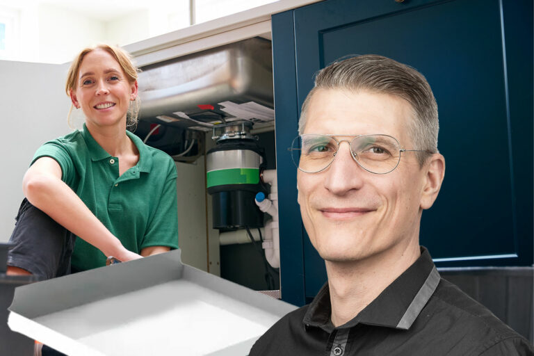 Uppsamlande tråg under eller i diskbänksskåpet är eyy krav. Men vem ska se till att det hamnar på plats