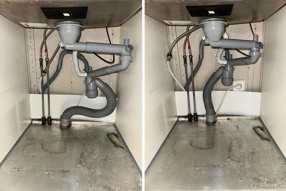 3. Förebild till vänster. Skräp kommer att fastna i räfflorna. Efterbild till höger. Philip Nordström har snyggat till slangen.