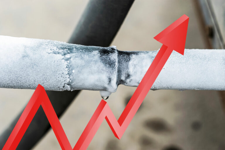 Fruset rör med röd kurva upp.