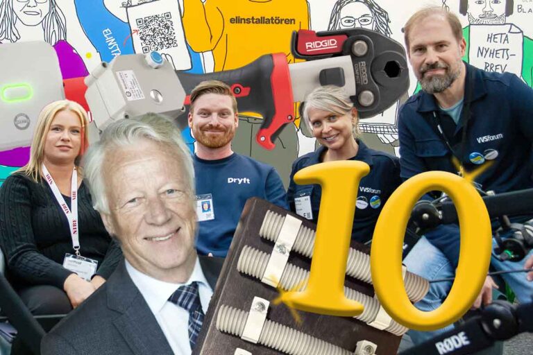 VVS-poddens Fredrik Karlsson och Sofie Båtmästar listade 10 höjdpunkter från Nordbygg tillsammans med VVS-montören Sara Boivie och Daniel Lindberg på Dryft.