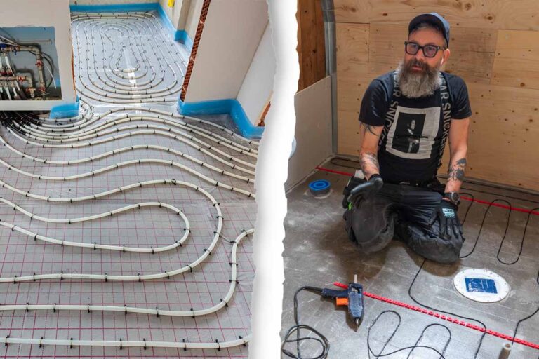 Elektrikern Anders Eriksson ser fördelar med elburen golvvärme trots att många väljer vattenburet.