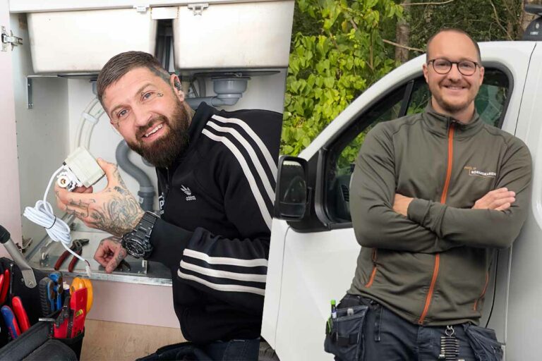 Rörmokarna Nick Pettersson och Philip Nordström resonerar kring aktiva skydd i kök.