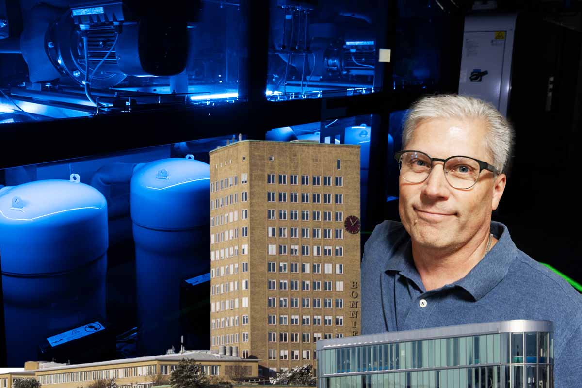 värmepump, hus, man